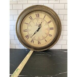 20” Wooden Deep Glass Wall Clock - Antique Style Brown Finish Wall Clock